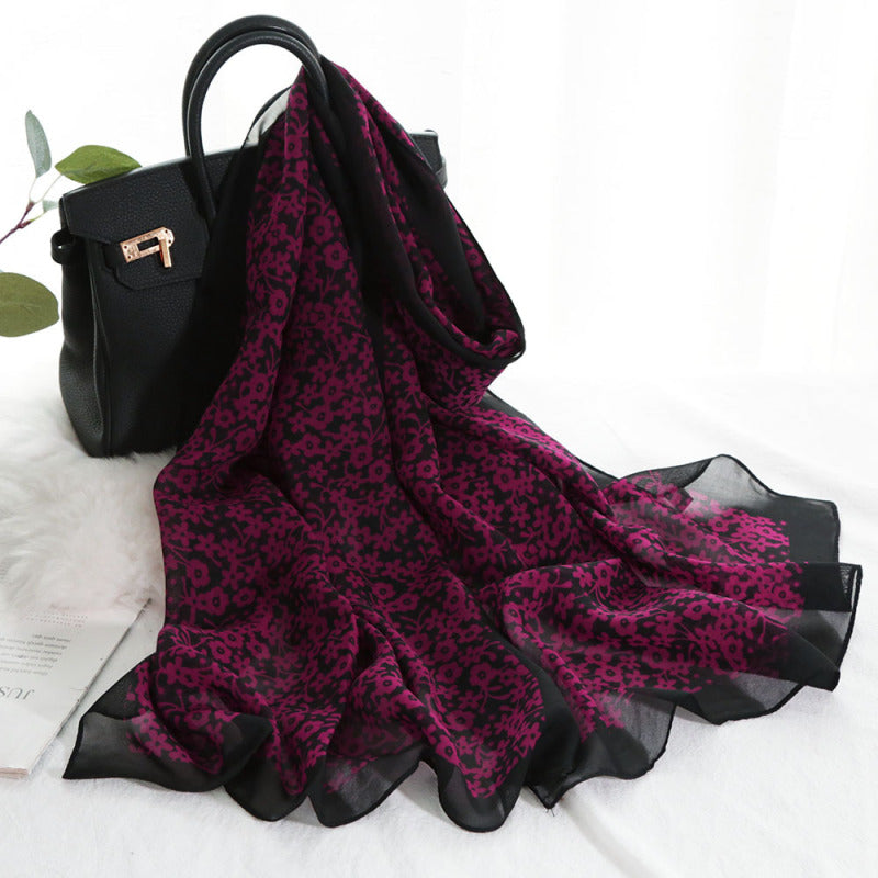 Elegante bufanda de gasa con estampado floral para mujer