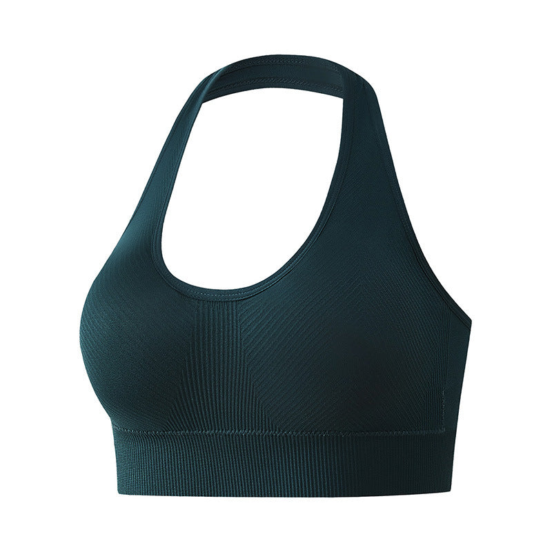 Soutien-gorge de sport sexy à col licou pour femme, couleur unie