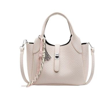 Sac à main seau décontracté de couleur unie pour femme avec motif litchi