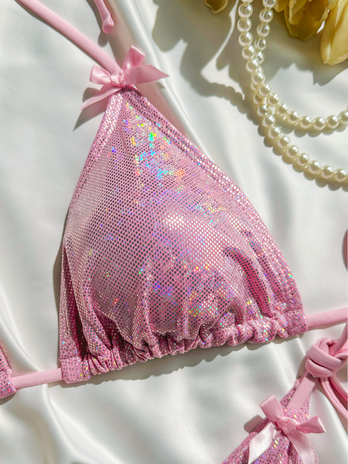 Women Solid Color Bow Bikini Swimwear for Beach Vacation