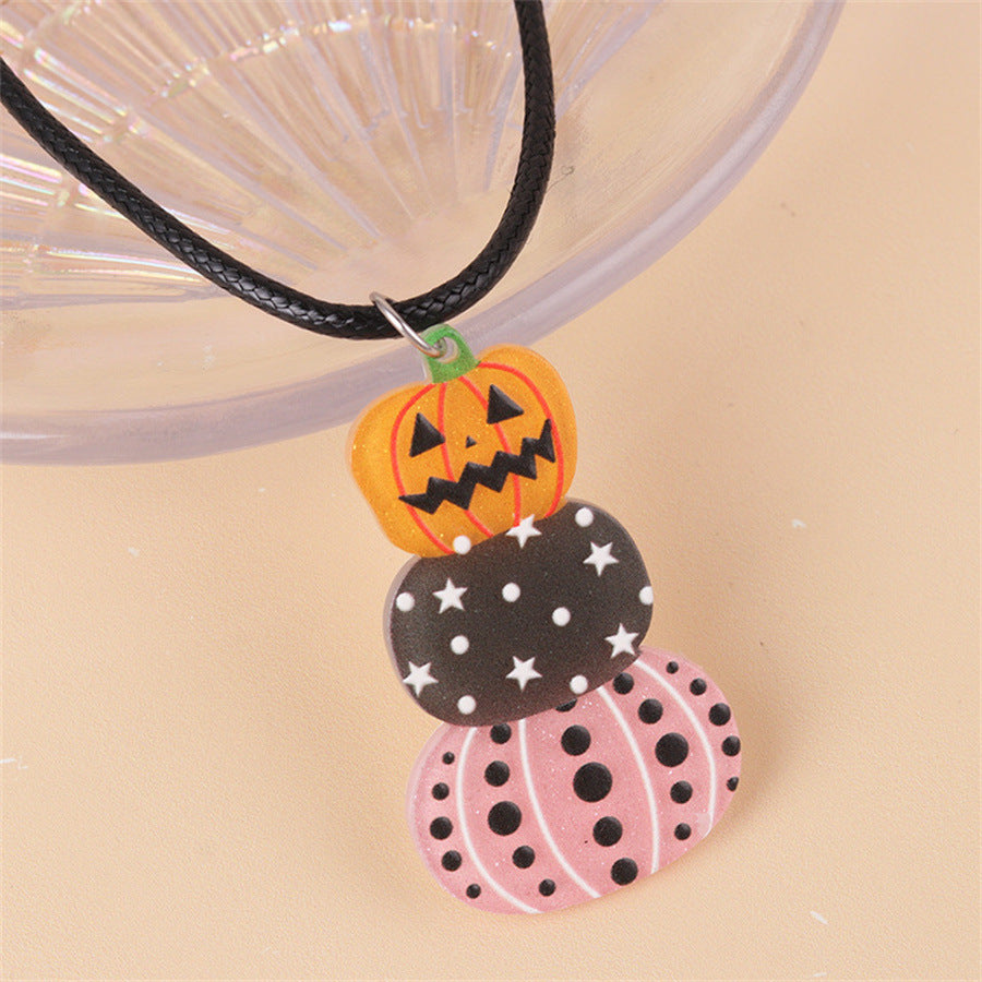 Collar acrílico creativo de calabaza fantasma con dibujos animados de Halloween