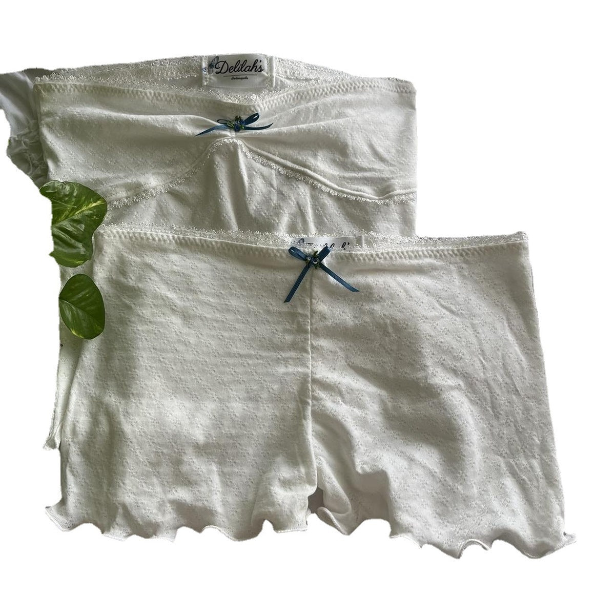 Ensemble haut tube et short en dentelle de couleur unie pour femme