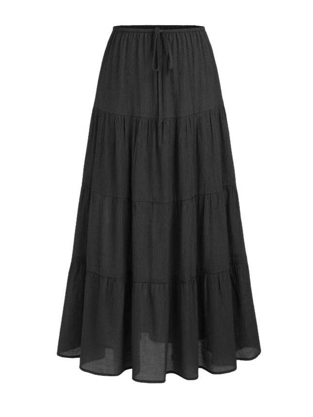 Women Fashion Solid Color Printed High Waist Skirt