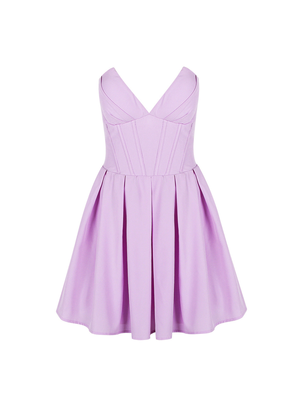 Vestido elegante de color liso sin tirantes y abullonado para mujer