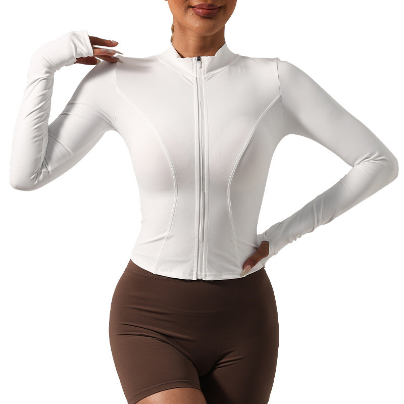 Women Fashion Casual Solid Color Long Sleeve Yoga Jacket