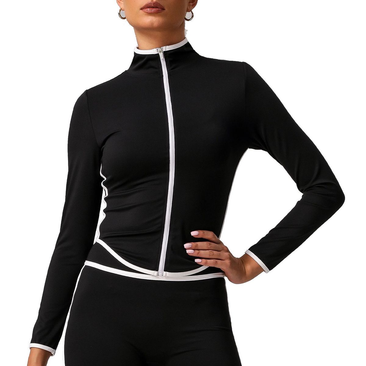 Women Fashion Casual Contrast Color Yoga Jacket