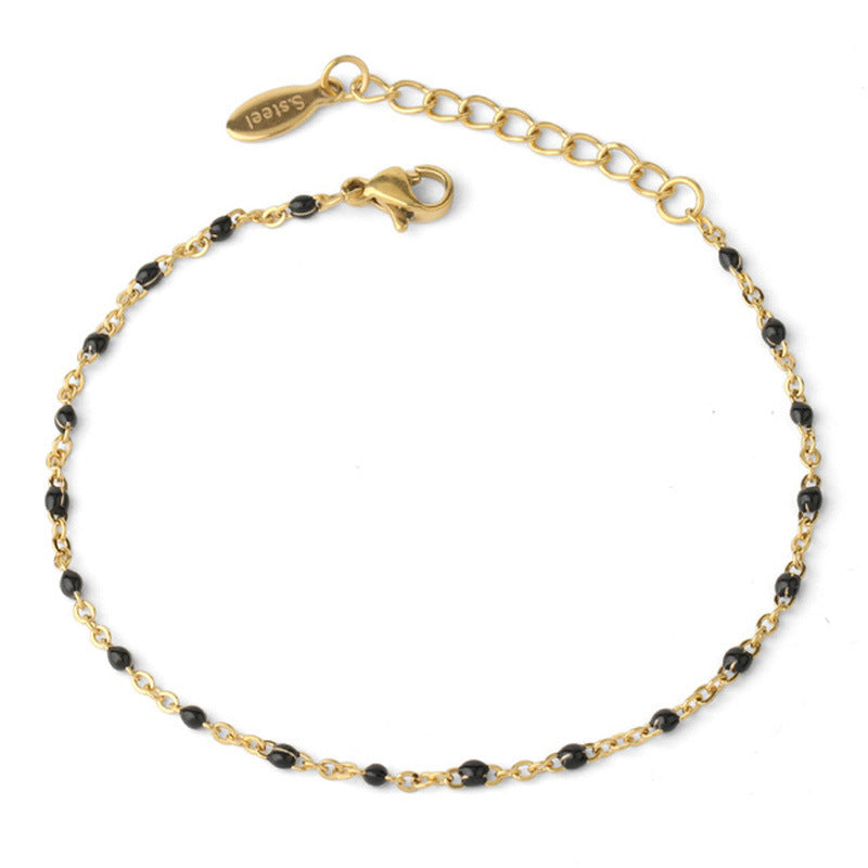 Women Bohemian Simple Mini Beads Stainless Steel Bracelet