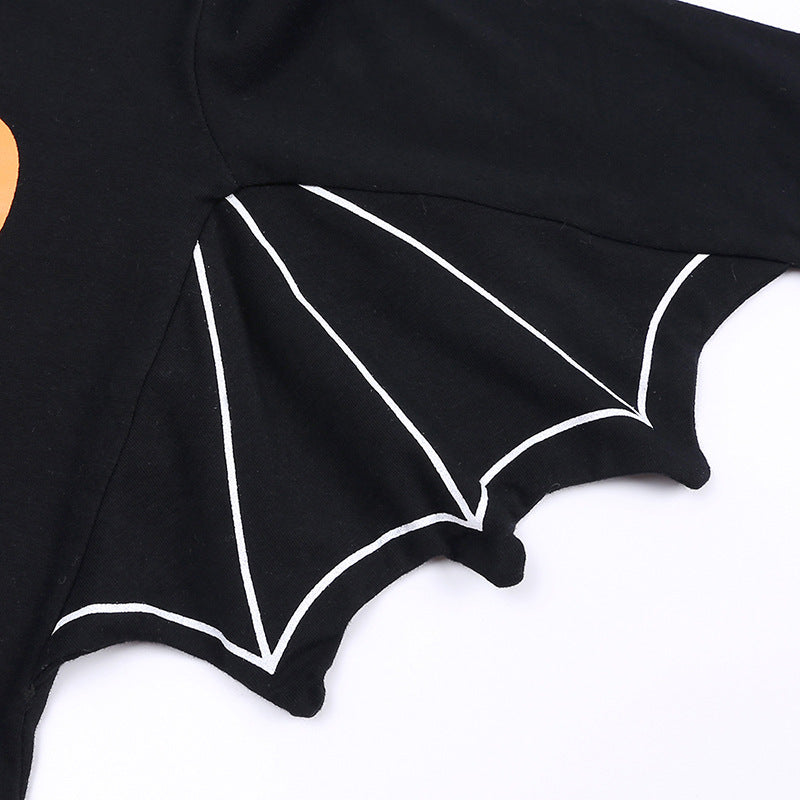 Body bébé Halloween à manches longues en coton avec motif citrouille