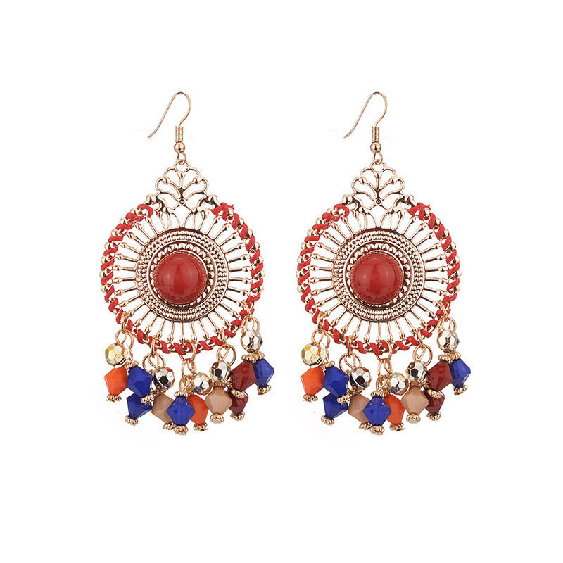 Boucles d'oreilles à pompons rétro de style ethnique bohème