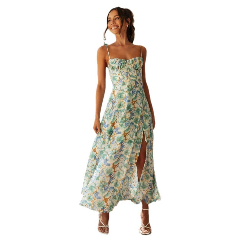 Robe longue à bretelles et dos nu pour femme