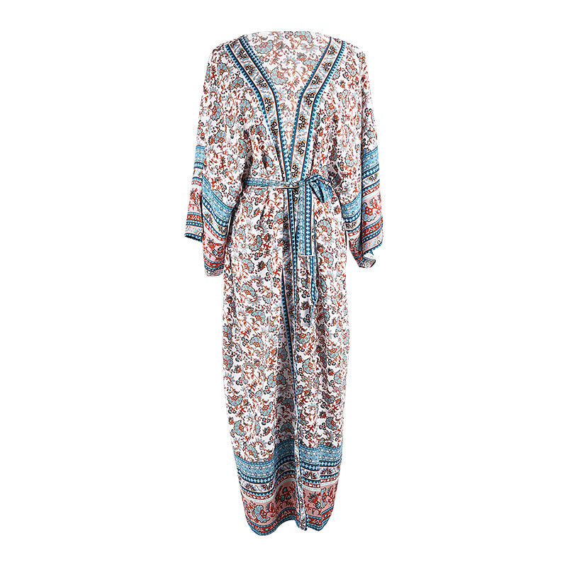 Cache-maillot de bain à lacets et imprimé floral