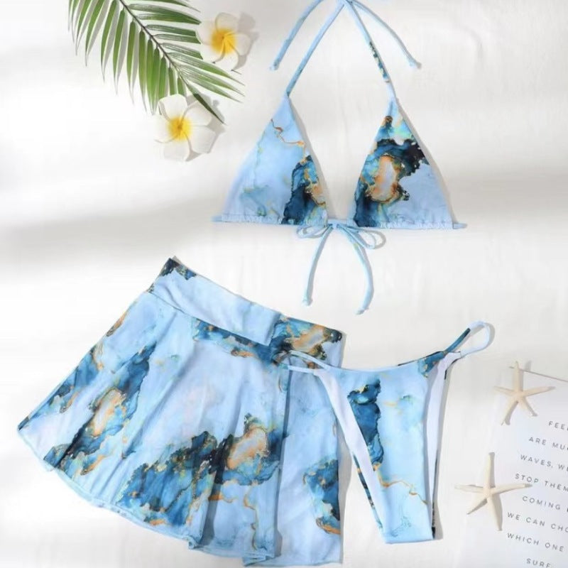 Ensemble bikini tie-dye sexy pour femme, vacances d'été
