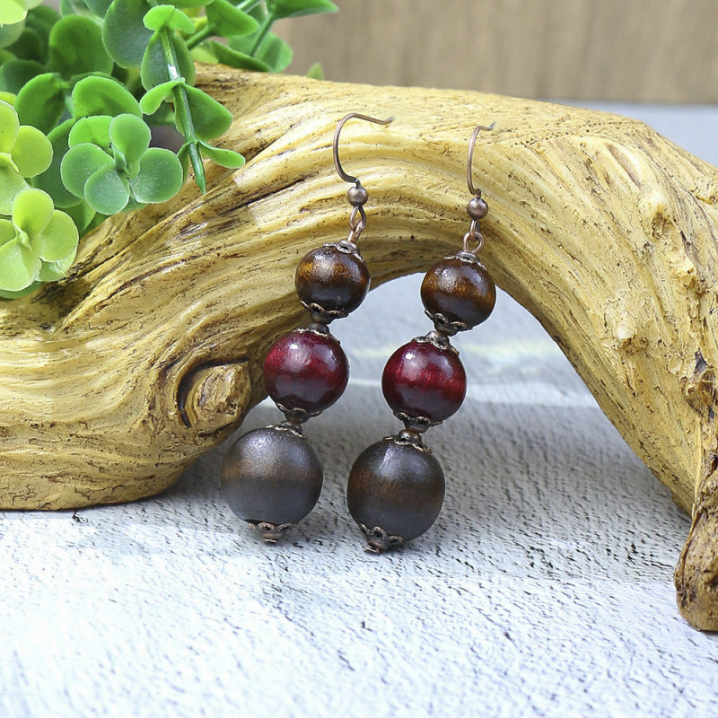 Boucles d'oreilles à pompons rétro de style ethnique bohème