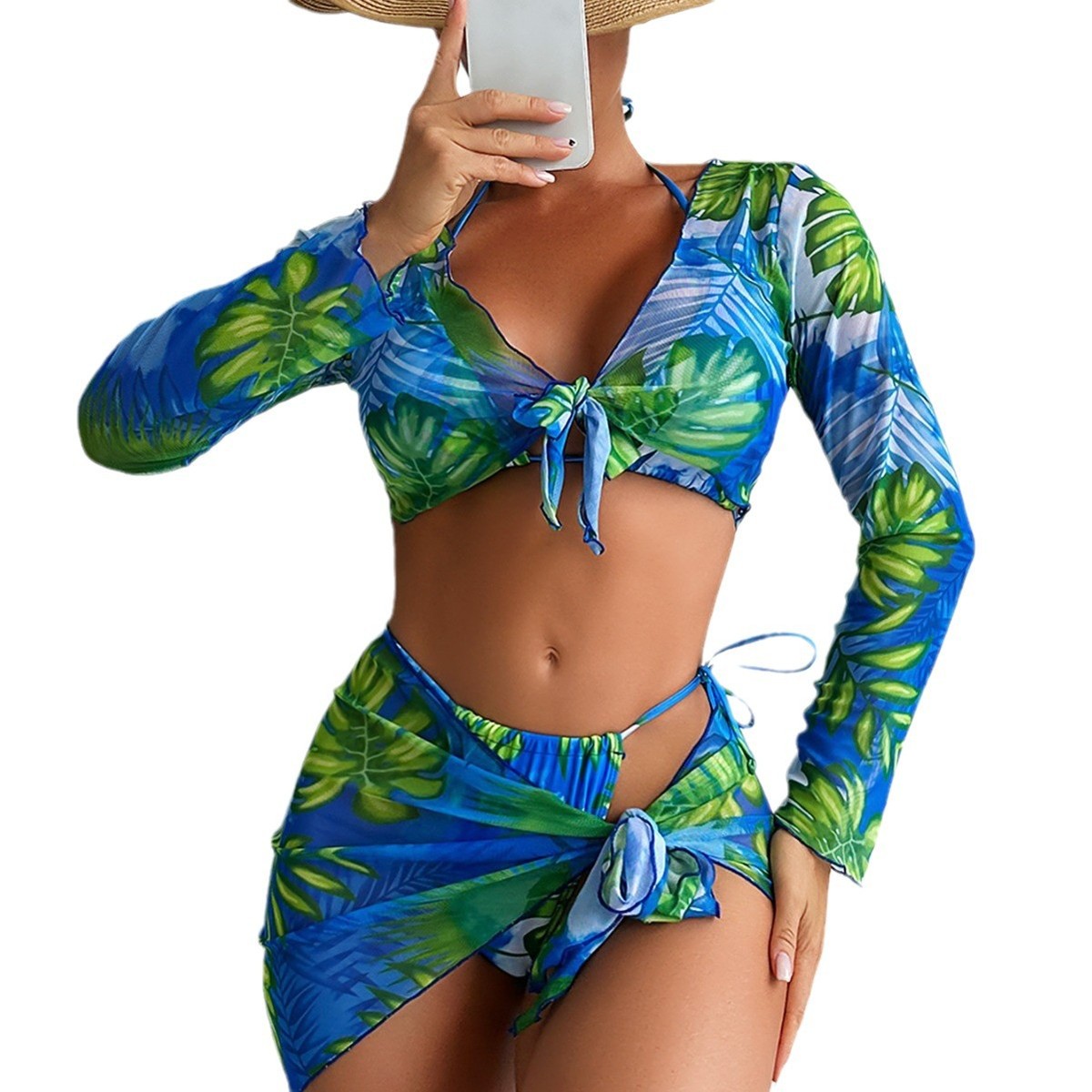Fashion Sexy Print Bikini Four-Piece Set