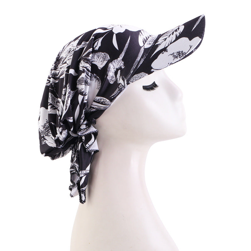 Women Casual Cashew Printed Long Lace-Up Hat