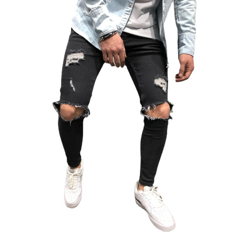 Vaqueros elásticos de corte ajustado y estilo casual para hombre con cintura media