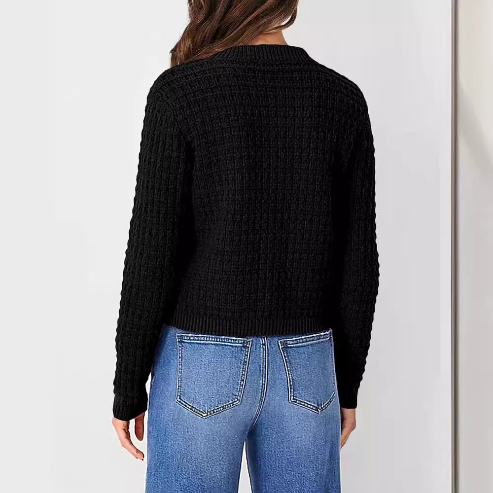 Cardigan décontracté à manches longues en tricot acrylique pour femme