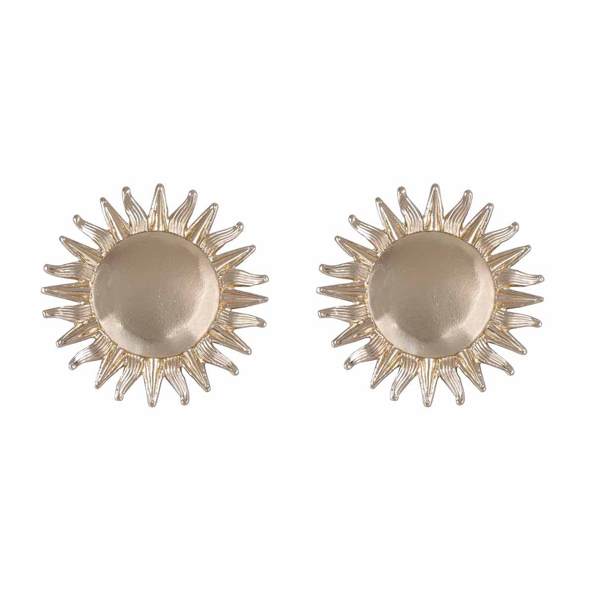 Women Fashion Simple Alloy Sunflower Earrings - Gold Silver Jewelry
