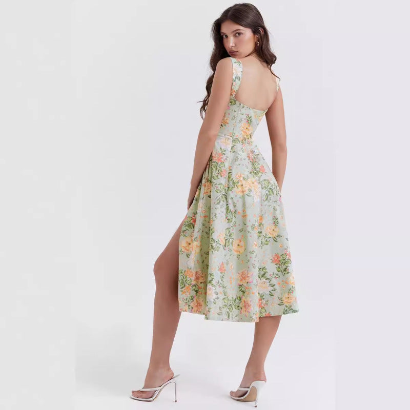 Vestido informal elegante con estampado floral para mujer de vacaciones