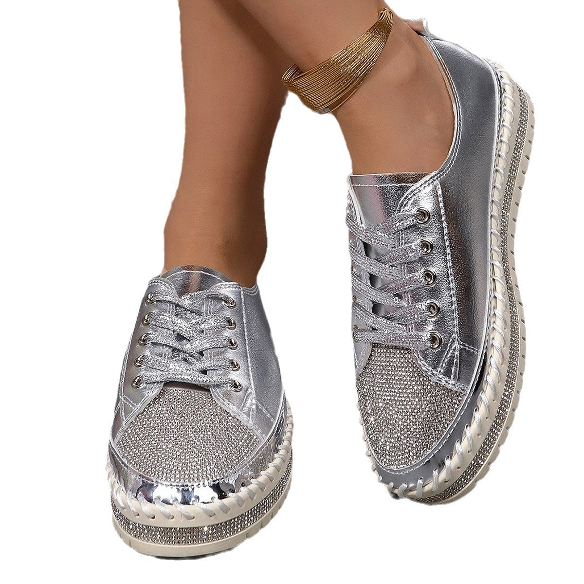 Plus Size Women'S Rhinestone Platform Shoes