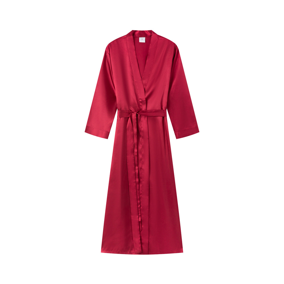 Women Fashion Satin Long Sleeve Lace-Up Pajamas Casual Loose Style