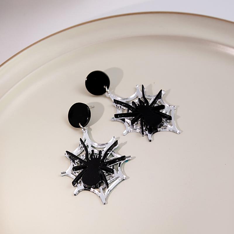 Halloween Gothic Black Spider Acrylic Earrings