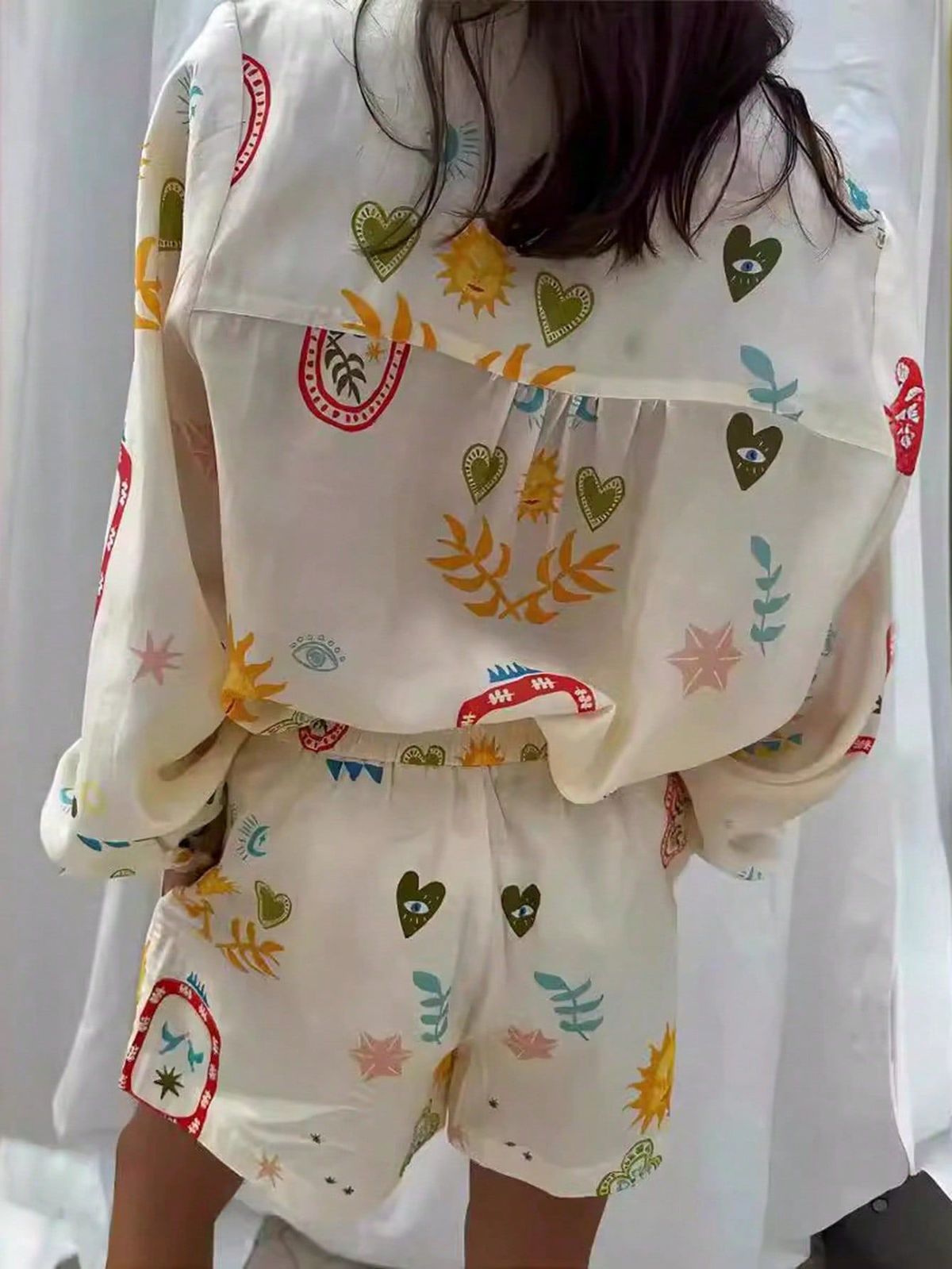 Women Summer Vacation Printed Shirt Shorts Set