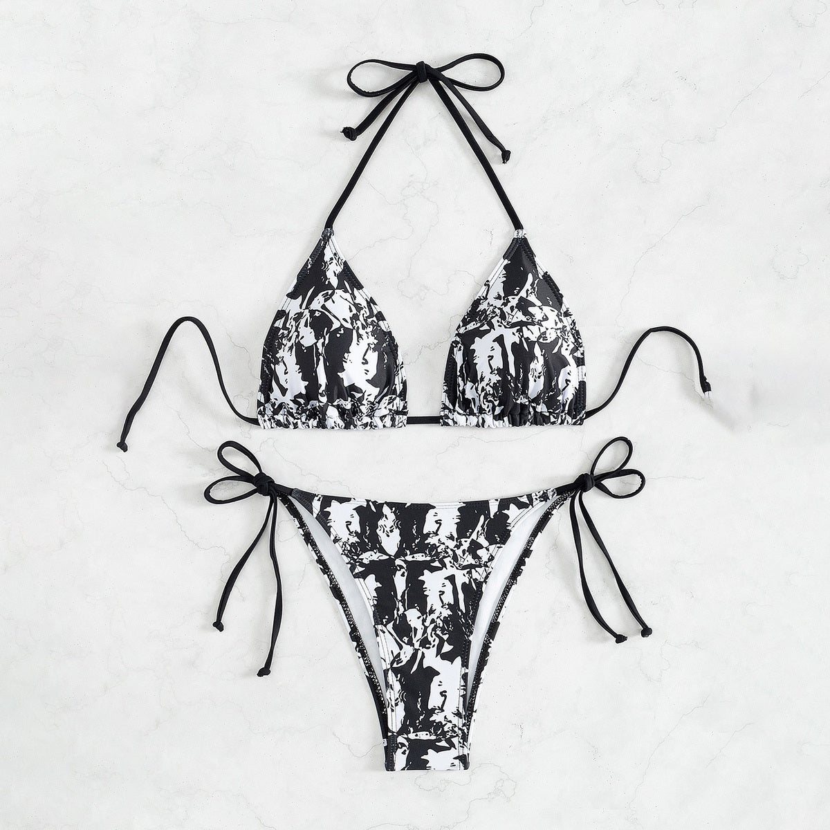 Bikini dos nu sexy à blocs de couleurs pour femmes