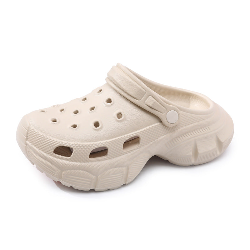 Zapatillas informales de suela gruesa con agujeros y suela gruesa para mujer