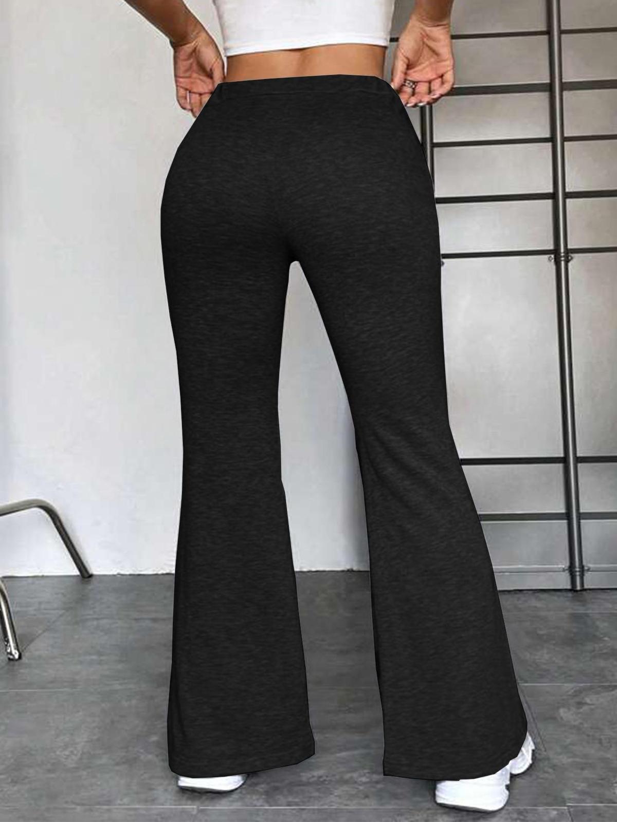 Pantalones acampanados con cordón y retazos de talla grande informales a la moda para mujer