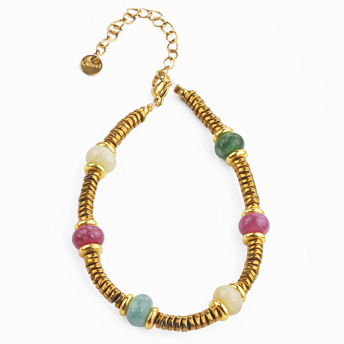 Pulsera de cuentas de piedra natural bohemia para mujer