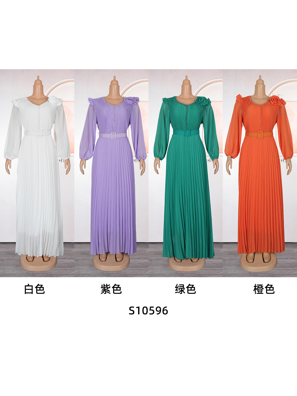 Vestido largo plisado elegante de talla grande para mujer africana