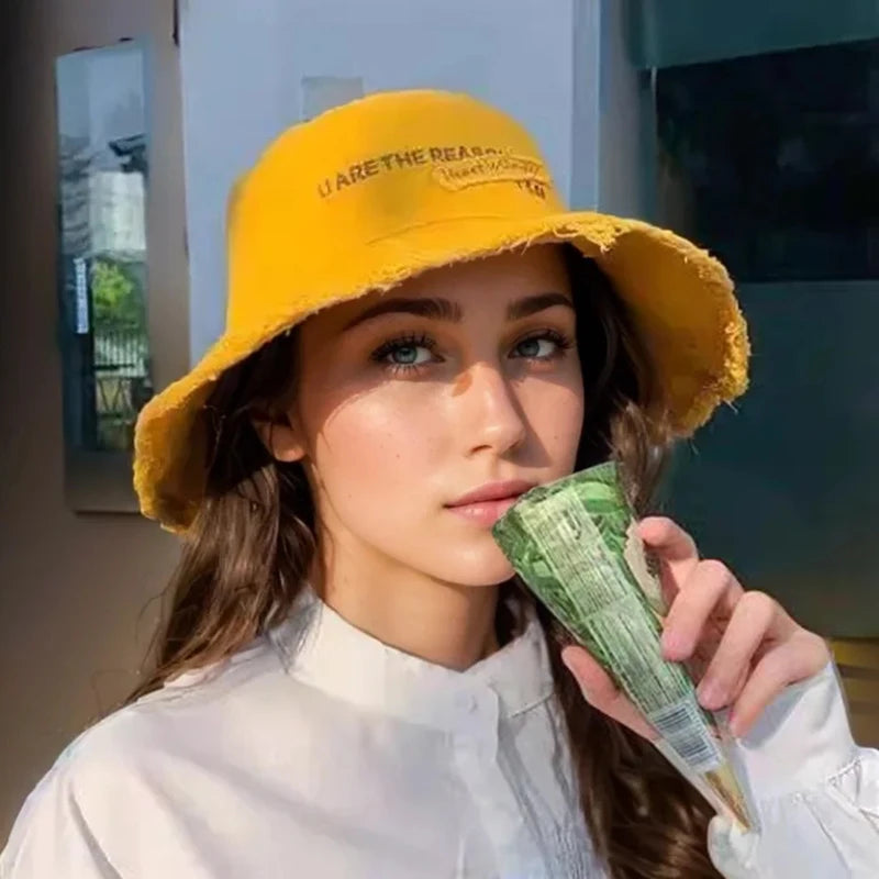 Women Fashion Casual Letter Embroidered Sun Hat - Retro Style