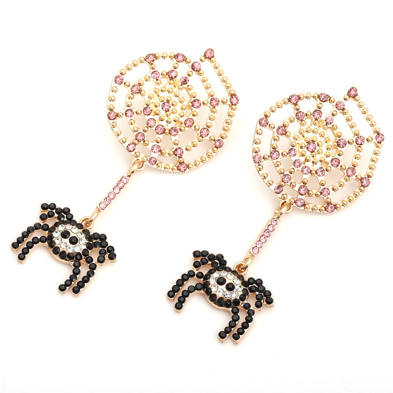 Pendientes de araña negros de moda creativa para Halloween para mujer