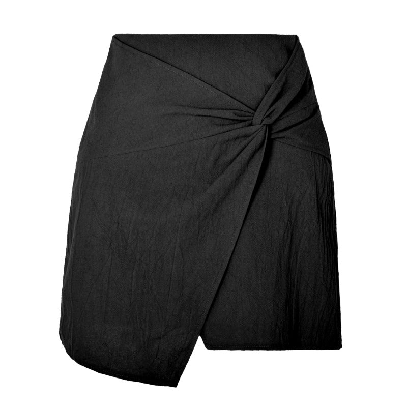 Falda irregular de cintura alta de color sólido de moda para mujer