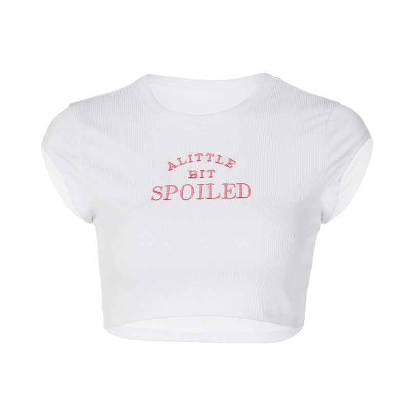 Women’s Fashion Sexy Embroidered Letter T-Shirt