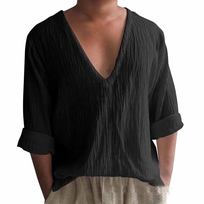 Men's Fashion Leisure Solid Color Long Sleeve T-Shirt