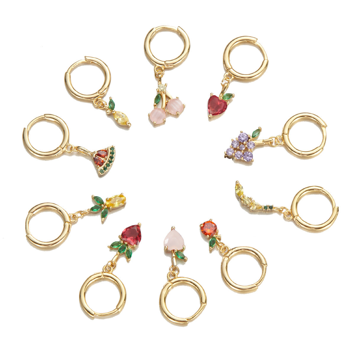Boucles d'oreilles exquises en zircon multicolore pour femmes