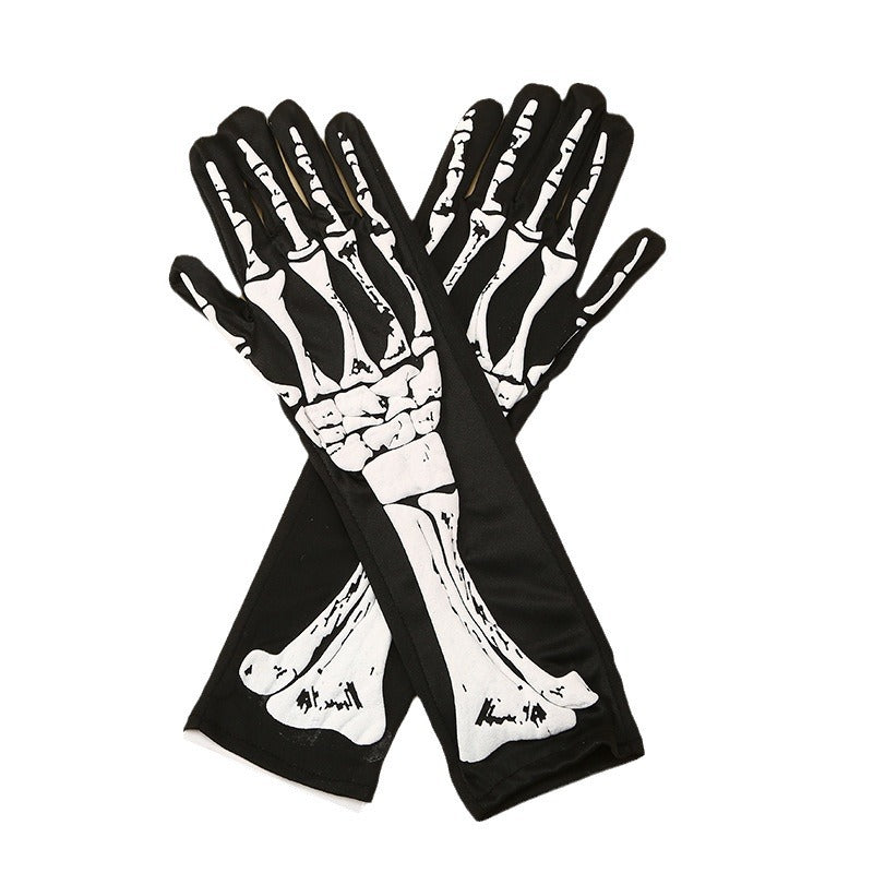 Halloween Print Skull Gloves Prom Party Props