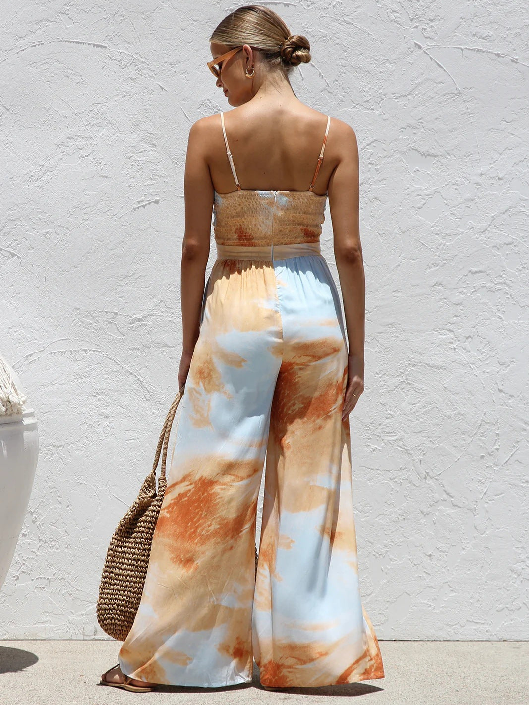 Women Fashion Summer Tie-Dye Printed Jumpsuit