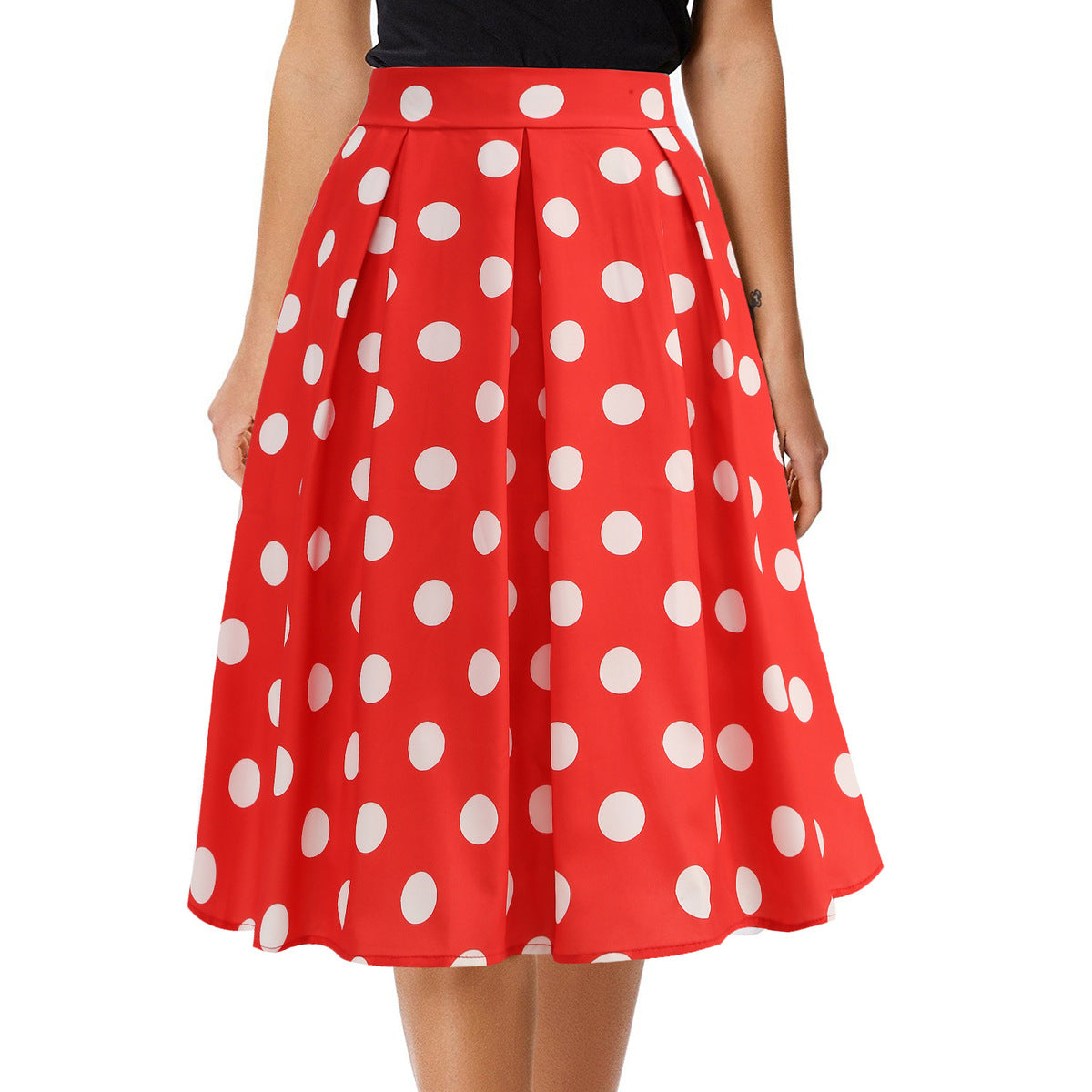 Falda plisada con estampado de lunares para mujer, estilo informal, a la moda