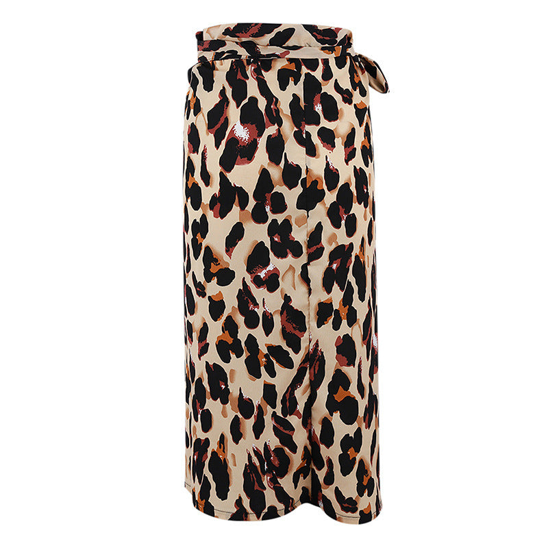 Falda midi elegante con estampado de leopardo para mujer
