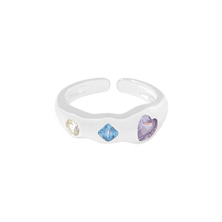 Anillo de amor multicolor de aleación de circón irregular para mujer