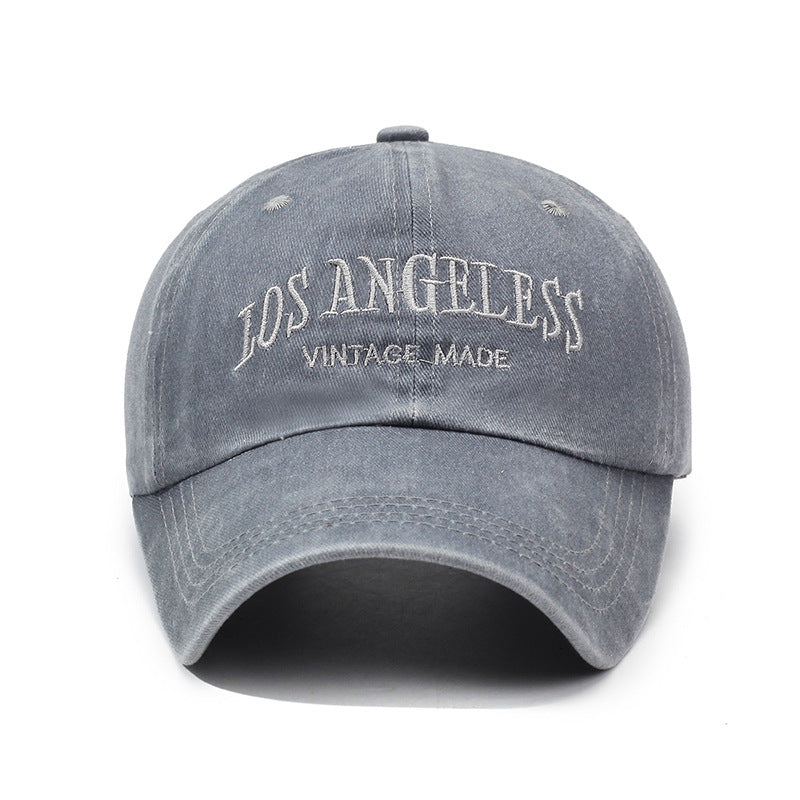 Simple Letter Embroidered Washed Cotton Baseball Cap