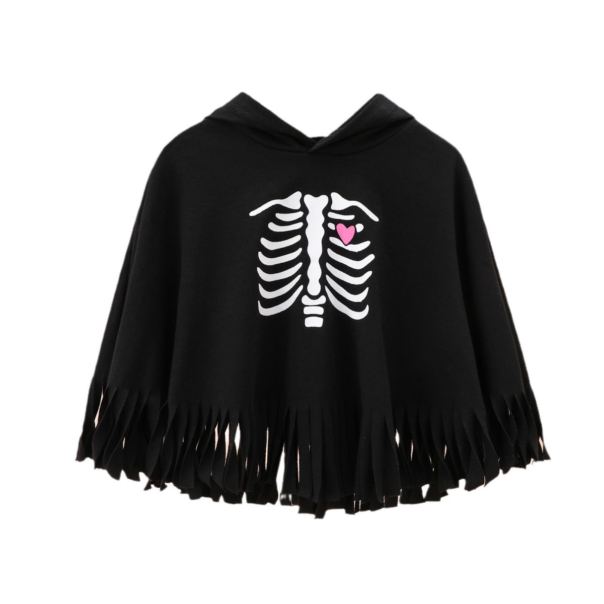 Kids Toddler Girls Cotton Hooded Cape with Skull Print