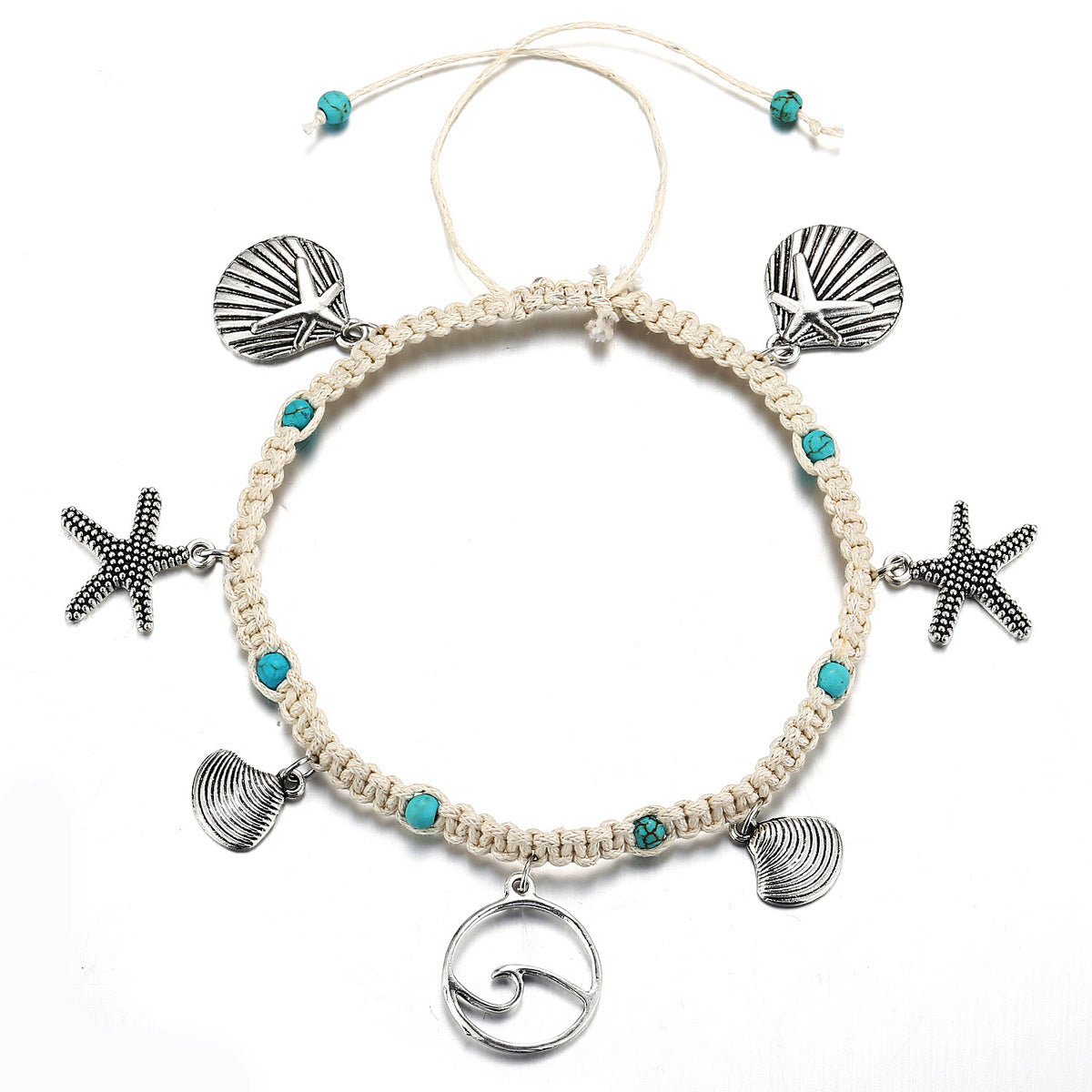 Bohemian Beach Starfish Shell Pendant Anklet