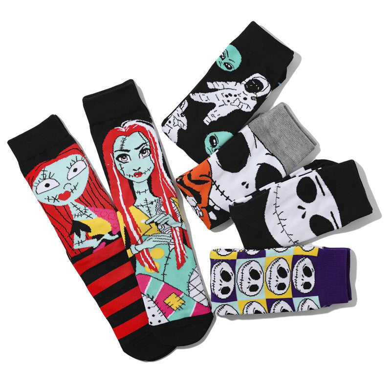 Calcetines unisex de moda con diseño de calaveras divertidas de Halloween
