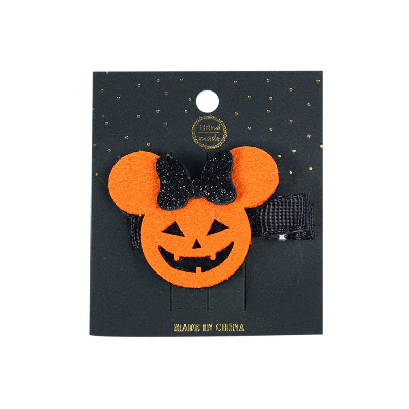 Pince à cheveux Halloween pour enfants, motif citrouille amusant, nœud