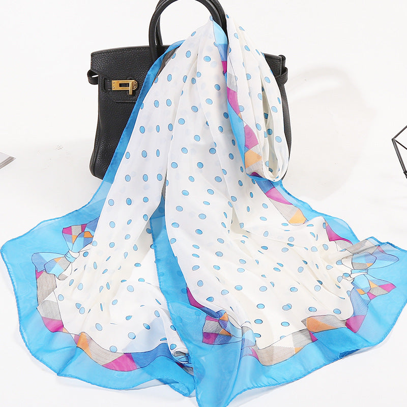 Women Fashion Spring Summer Color Blocking Chiffon Scarf
