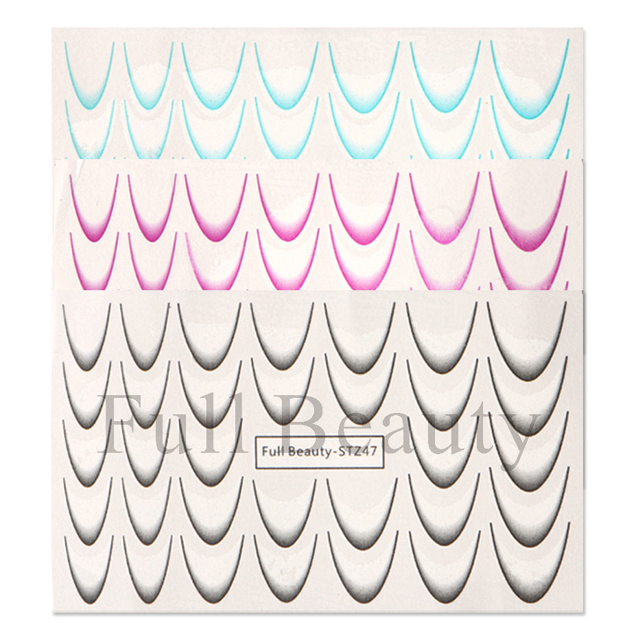 Pegatinas de líneas degradadas para decoración de uñas